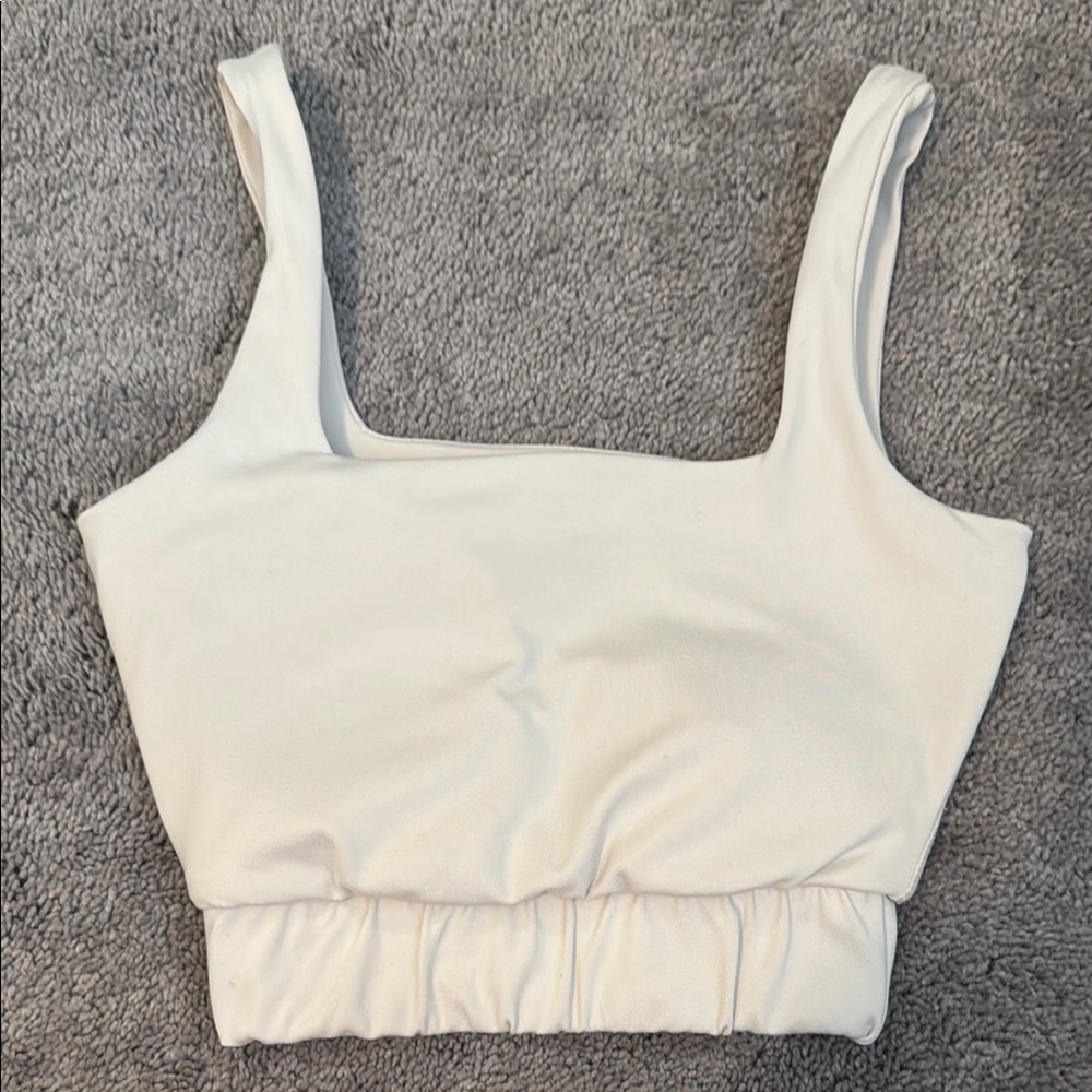 Cream Fitted Crop Tank Top